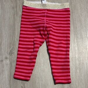 Striped Pink and Red Leggings with Gold Waistband